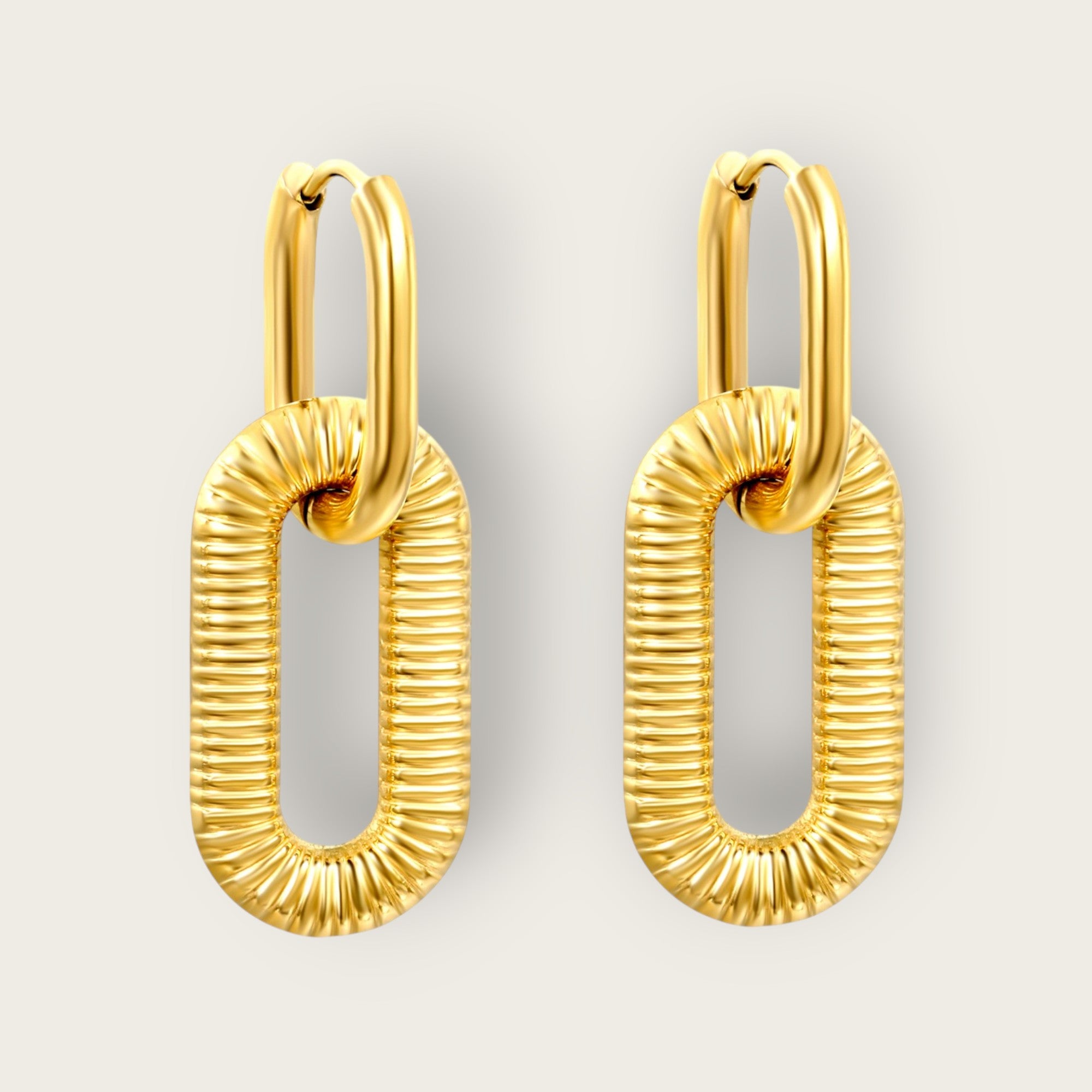 Aria Oval Shaped Stripe Earring