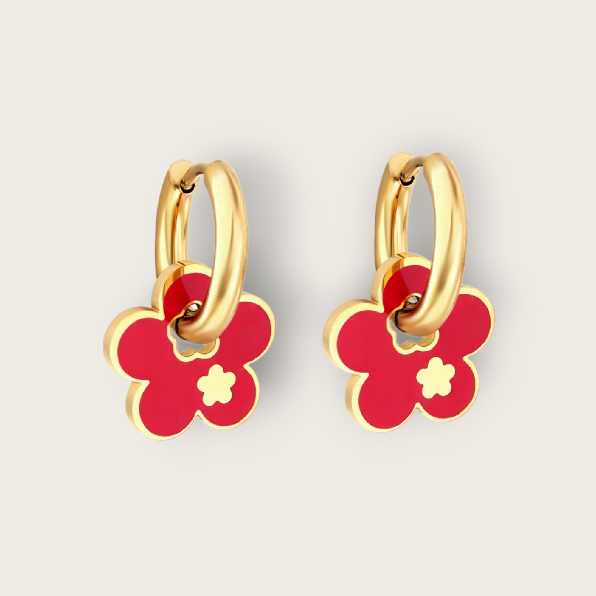 Red Plum Blossom Earrings