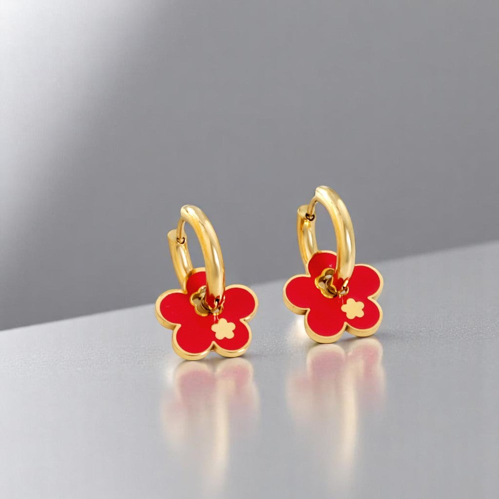 Red Plum Blossom Earrings