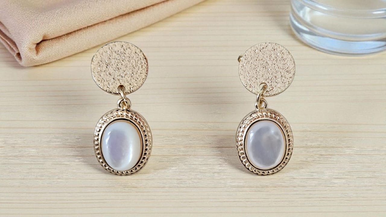 White Opal Stud Earrings