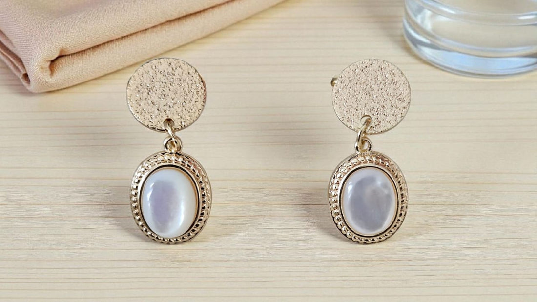 White Opal Stud Earrings