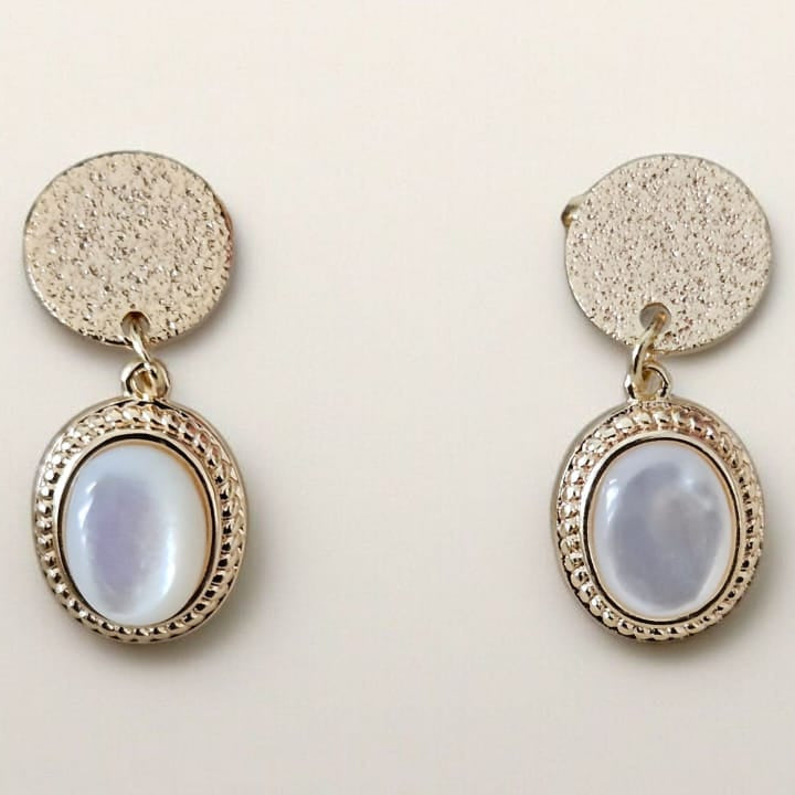 White Opal Stud Earrings